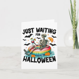 Grappig om te wachten op Halloween Skeleton Spooky Kaart