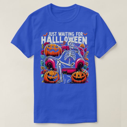 Grappig om te wachten op Halloween Skeleton Spooky T-shirt (Design voorkant)