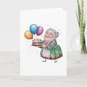 Grappig oma bloemen schort verjaardag kunst feestdagen kaart