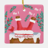 Grappig omkeerbaar roze Santa Ornament (Voorkant)