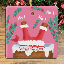 Grappig omkeerbaar roze Santa Ornament