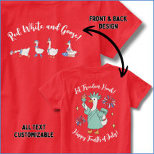 Grappig Onafhankelijkheidsdag Rood, Wit en Gans T-