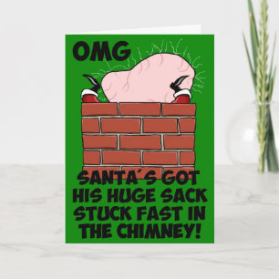 Grappig, onbeschofte kerstman feestdagen kaart