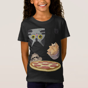 Grappig ondersteboven hongerige kat vallende chips t-shirt
