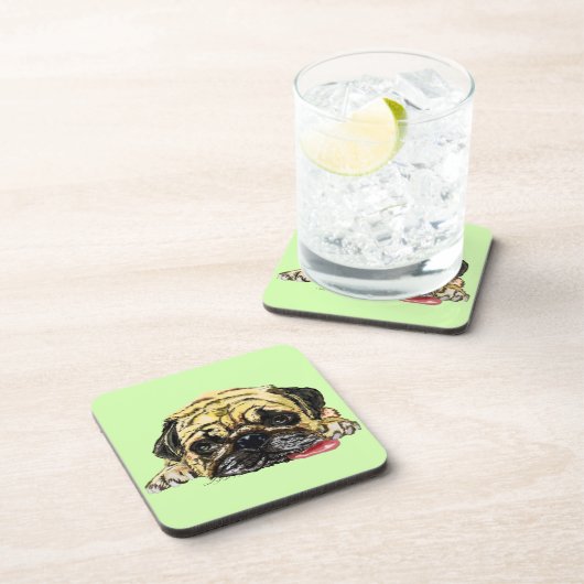 Grappig Onderzetter met Pug Dog - Uw kleuren (Rechterzijde)