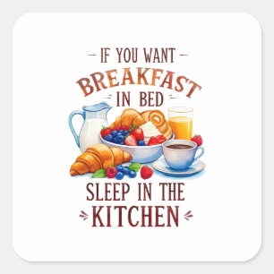 Grappig ontbijt eten ontwerp vierkante sticker