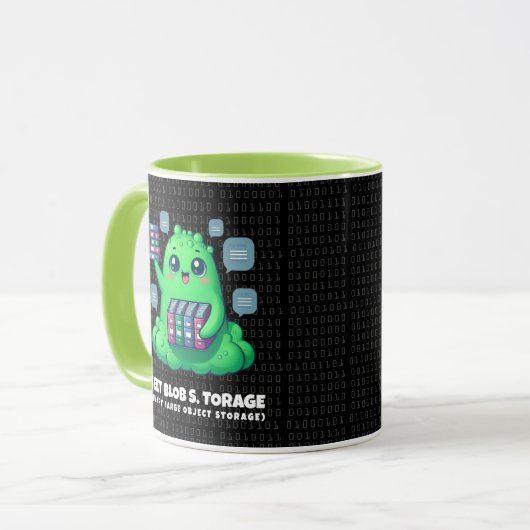 Grappig Ontmoet Blob S. Opslag Binaire Achtergrond Mok (Voorkant links)