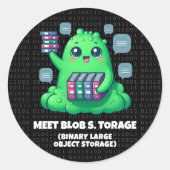 Grappig Ontmoet Blob S. Opslag Binaire Achtergrond Ronde Sticker (Voorkant)