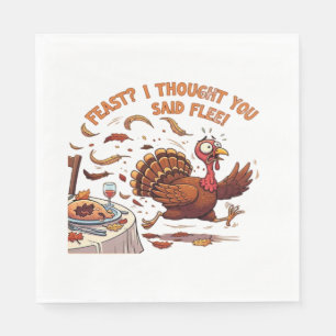 Grappig Ontsnappende Kalkoen Thanksgiving Klassiek Servet