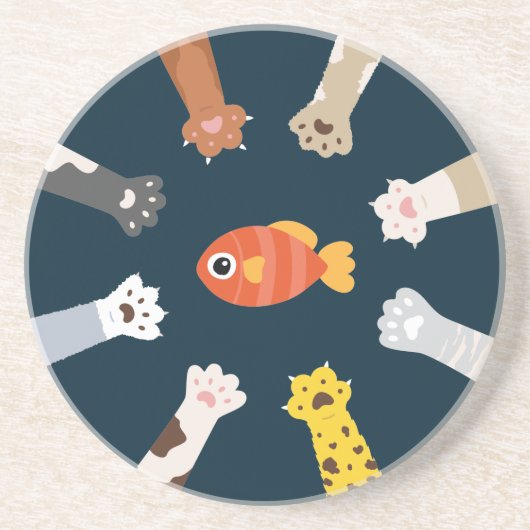 Grappig ontwerp dat katten spelen om vis te vangen zandsteen onderzetter (Voorkant)