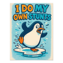 Grappig ontwerp met een blauwe pinguïn die schaats
