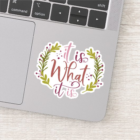 Grappig ontwerp met een Gezegde is het wat het is Sticker (Detail)