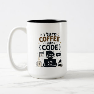 Grappig Ontwerp voor Programmeurs Tweekleurige Koffiemok