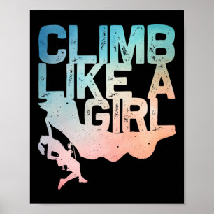 Grappig ontwerp voor rotsklimmen voor meisjes vrou poster