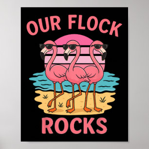 Grappig onze kudde rotsen flamingo bijpassende fam poster