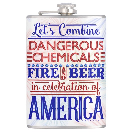 Grappig op 4 juli vuurwerk Beer Onafhankelijkheids Heupfles (Voorkant)