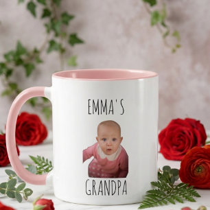 Grappig op maat gemaakte babygezicht babyfoto opa mok