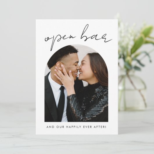 Grappig "Open Bar" Foto bruiloft Save the Date (Staand voorkant)