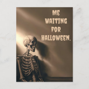 Grappig Opgewonden voor Halloween Skeleton Custom Feestdagenkaart