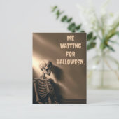 Grappig Opgewonden voor Halloween Skeleton Custom Feestdagenkaart (Staand voorkant)