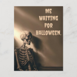 Grappig Opgewonden voor Halloween Skeleton Custom Feestdagenkaart