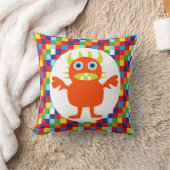 Grappig Oranje monster met heldere kleurenblokken Kussen (Deken)