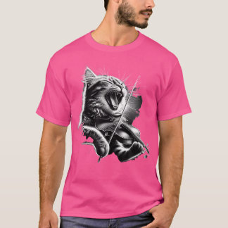Grappig Orkest Muzikant Violist Rock Kat Spelen T-shirt