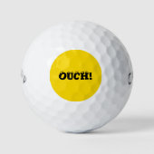 Grappig "ouch!" Yellow Typography Text Design Golfballen (Voorkant)