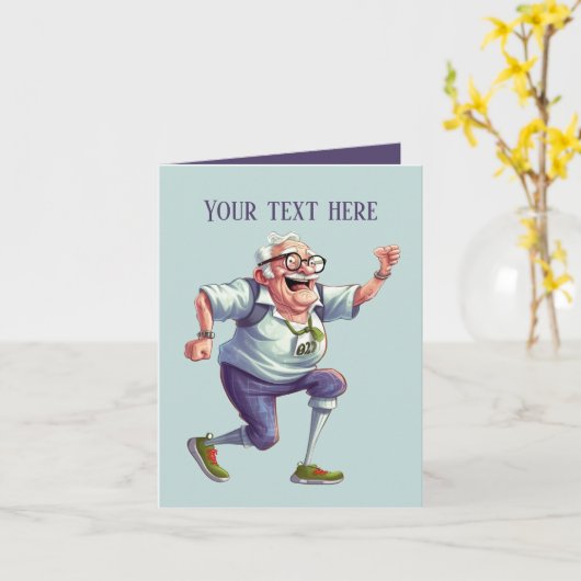 Grappig oud man Bericht toevoegen Kaart (Gele Bloem)