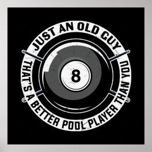 grappig oud man Billiards woordsporten Poster