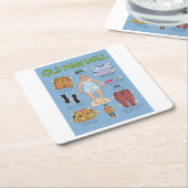 Grappig oud Man Doll Vierkante Kartonnen Onderzetter (Schuin)