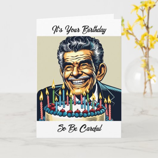 Grappig Oud Man Verjaardag Humor Kaart (Gele Bloem)