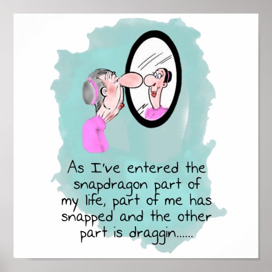 Grappig Oude Vrouw in een glazen blik Poster (Voorkant)