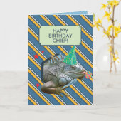 Grappig ouderwetse Man met Iguana Kaart (Gele Bloem)