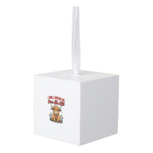 Grappig Over De Hill Hoogland Koe Geboren Ontwerp_ Kubus Ornament