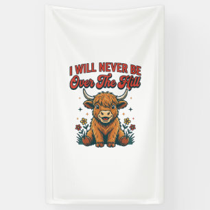 Grappig Over De Hill Hoogland Koe Geboren Ontwerp_ Spandoek