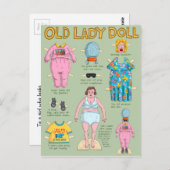 GRAPPIG Over de Hill Oude Dame Papieren Pop Briefkaart (Voorkant / Achterkant)