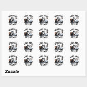 Grappig overwerkt skeletontwerp ronde sticker (Vel)