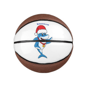 Grappig overzicht van de cartoon van de kersthaai basketbal
