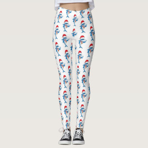 Grappig overzicht van de cartoon van de kersthaai leggings