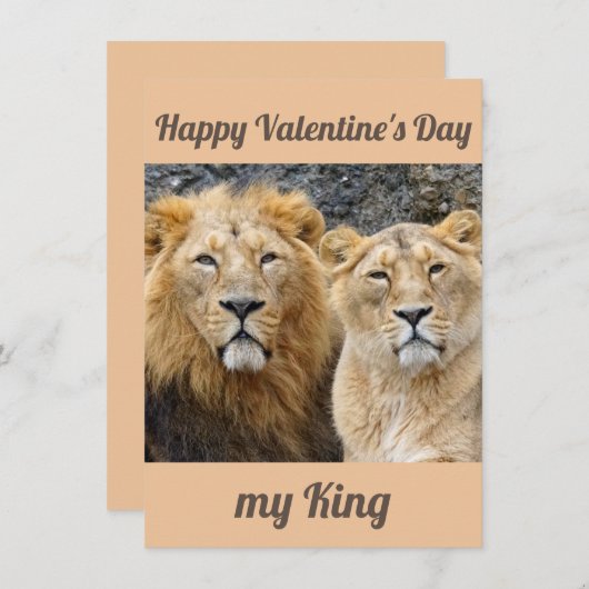 Grappig paar leeuwen valentijnen kaart (Voorkant / Achterkant)