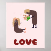 Grappig paar met bloemen poster (Voorkant)