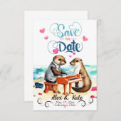 Grappig paar otters bruiloft save the date (Voorkant / Achterkant)