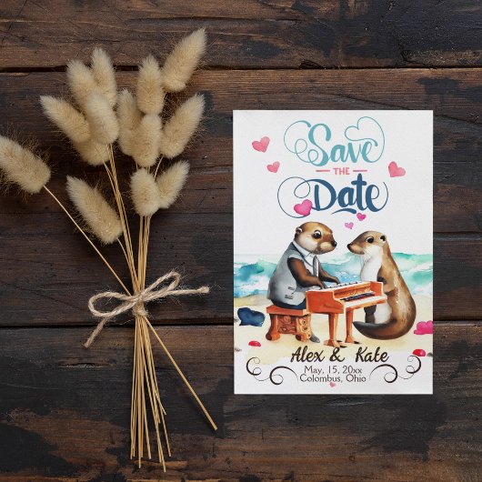 Grappig paar otters bruiloft save the date