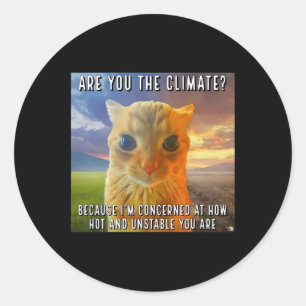 Grappig paar Valentijn Oranje kat meme ben jij de Ronde Sticker