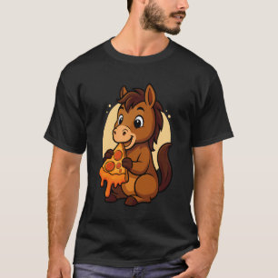 Grappig Paard Eet Pizza Grafisch Jongens Meisjes P T-shirt