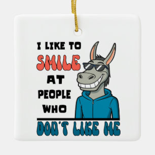 Grappig paard ezel glimlach naar mensen sarcastisc keramisch ornament