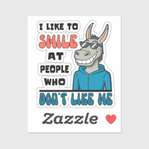 Grappig paard ezel glimlach naar mensen sarcastisc sticker