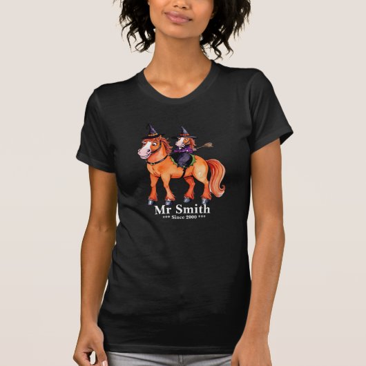 Grappig paard heks paar t-shirt (Voorkant)