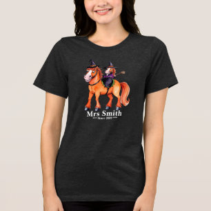 Grappig paard heks paar Tri-Blend shirt